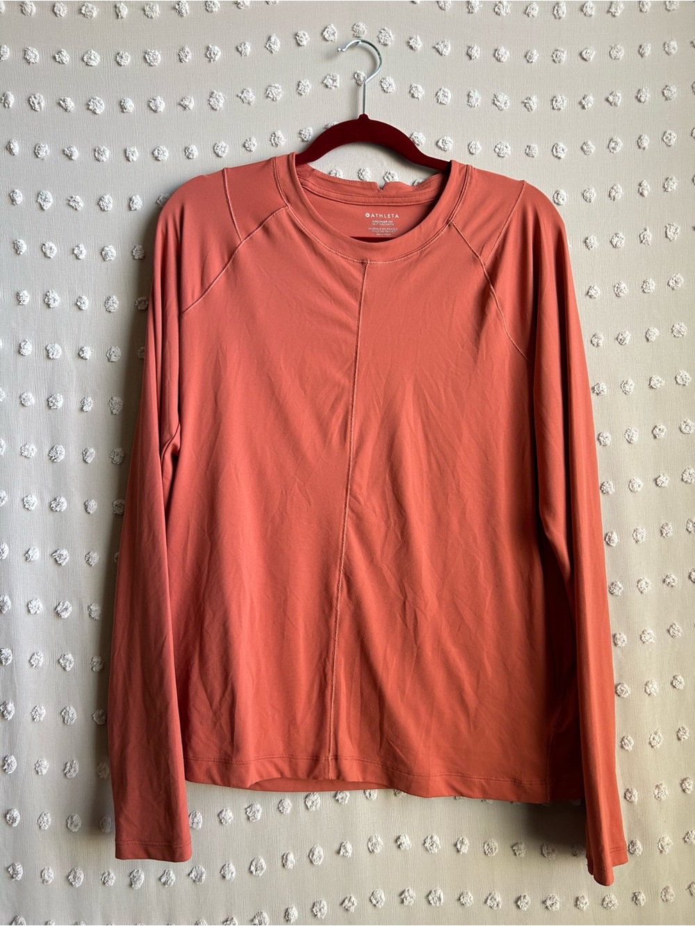 Athleta Sunchaser UPF Long Sleeve Sunshirt Sz L Vermillion Orange
